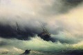 イワン・アイヴァゾフスキーの嵐の中の船 1860 年の海景